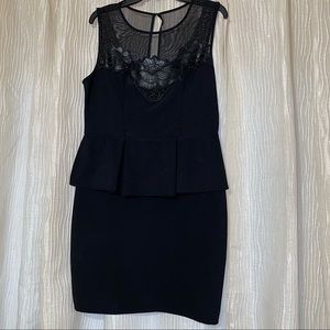 Bisou Bisou Black Sleeveless Peplum Dress